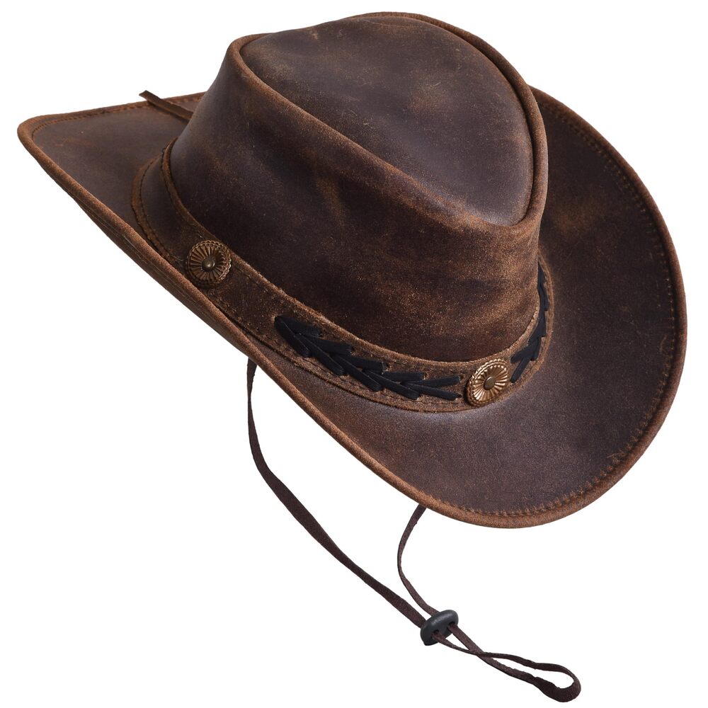 3676 Shapeable Outback hat Western Style Leather Cowboy hat and Wide Brim